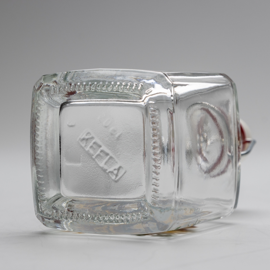 Lot 1x bouteille en verre et 2x verre à shot transparent avec un motif de renard