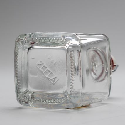 Lot 1x bouteille en verre et 2x verre à shot transparent avec un motif de sanglier