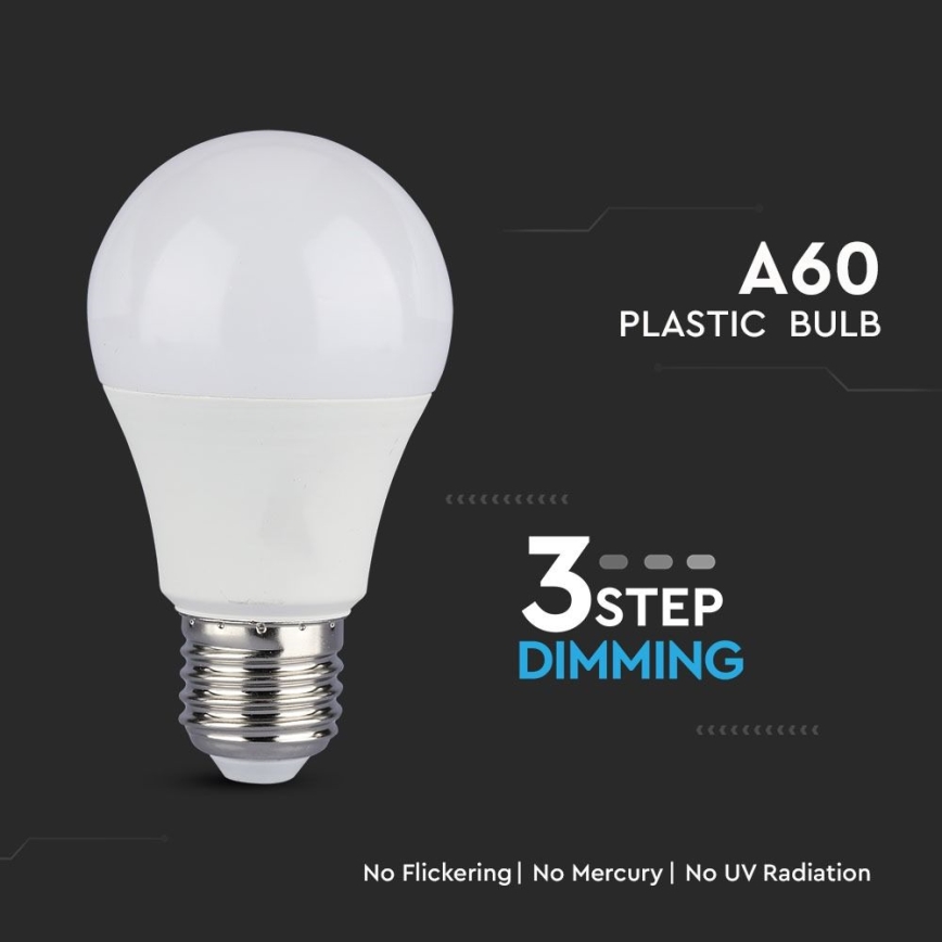 LOT 2x Ampoule à intensité variable LED A60 E27/9W/230V 4000K