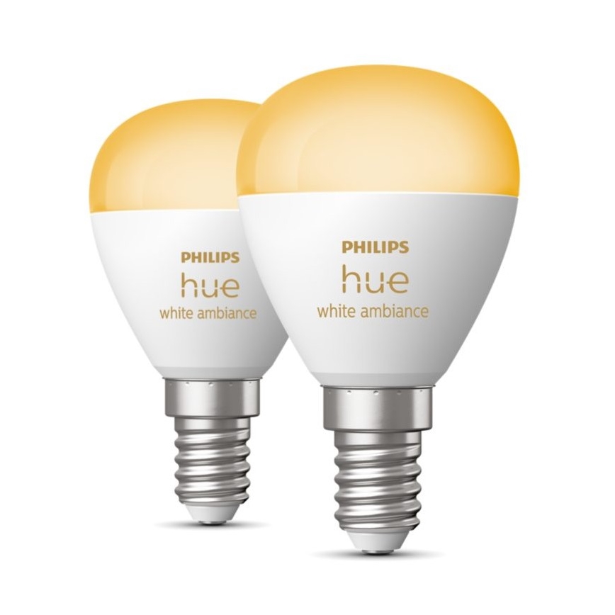 LOT 2x Ampoule à intensité variable LED Philips Hue WHITE AMBIANCE P45 E14/5,1W/230V 2200-6500K