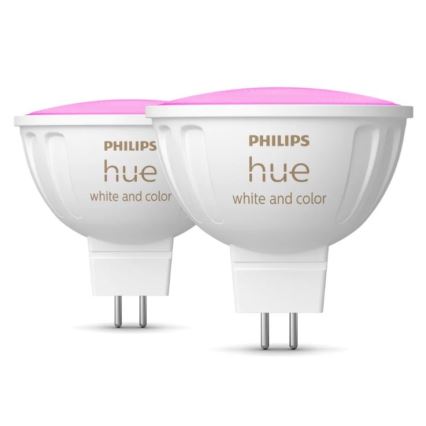 LOT 2x Ampoule à intensité variable LED RGBW Philips Hue White And Color Ambiance GU5,3/MR16/6,3W/12V 2000-6500K