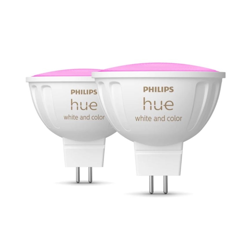 LOT 2x Ampoule à intensité variable LED RGBW Philips Hue White And Color Ambiance GU5,3/MR16/6,3W/12V 2000-6500K