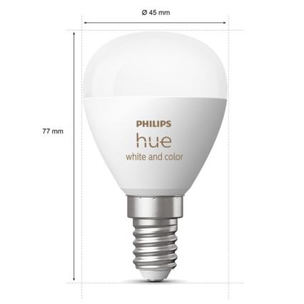 LOT 2x Ampoule à intensité variable LED RGBW Philips Hue White And Color Ambiance P45 E14/5,1W/230V 2000-6500K