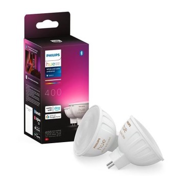 LOT 2x Ampoule à intensité variable LED RGBW Philips Hue White And Color Ambiance GU5,3/MR16/6,3W/12V 2000-6500K