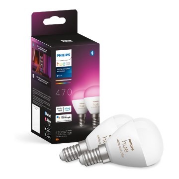 LOT 2x Ampoule à intensité variable LED RGBW Philips Hue White And Color Ambiance P45 E14/5,1W/230V 2000-6500K