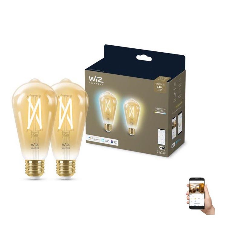 LOT 2x ampoule à intensité variable LED VINTAGE FILAMENT ST64 E27/6,7W/230V 2000-5000K Wi-Fi - WiZ