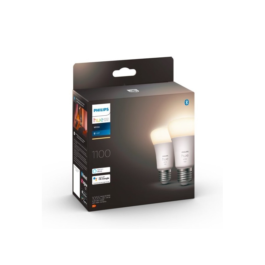 LOT 2x Ampoule LED à intensité variable Philips Hue WHITE E27/9,5W/230V 2700K