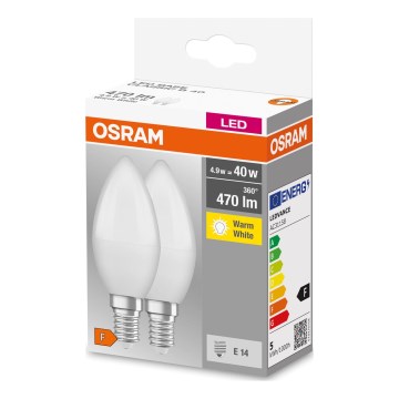 LOT 2x Ampoule LED B38 E14/4,9W/230V 3000K - Osram
