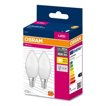 LOT 2x Ampoule LED B38 E14/7,5W/230V 3000K - Osram
