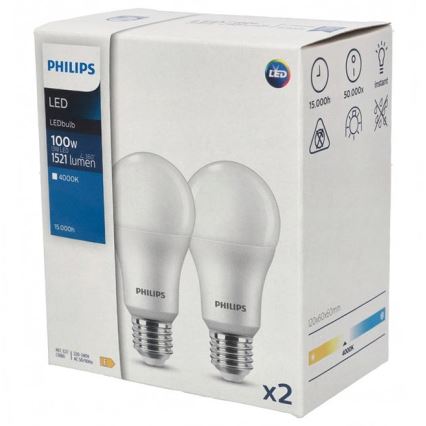 LOT 2x Ampoule LED Philips A67 E27/13W/230V 4000K