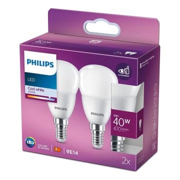 LOT 2x Ampoule LED Philips P45 E14/5W/230V 4000K