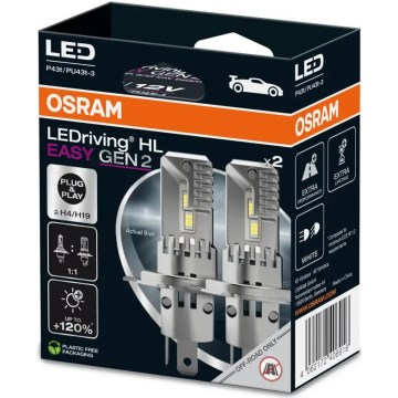 LOT 2x Ampoule LED pour voiture LEDriving H4/H19 P43t/PU43T-3/25W/12V 6500K - Osram