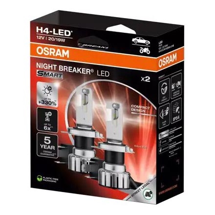 LOT 2x Ampoule LED pour voiture NIGHT BREAKER H4 P43t/20/19W/12V - Osram