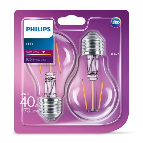 LOT 2x Ampoule LED VINTAGE Philips E27/4W/230V 2700K
