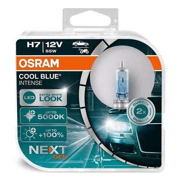 LOT 2x Ampoule pour voiture COOL BLEU H7 PX26d/55W/12V 5000K - Osram