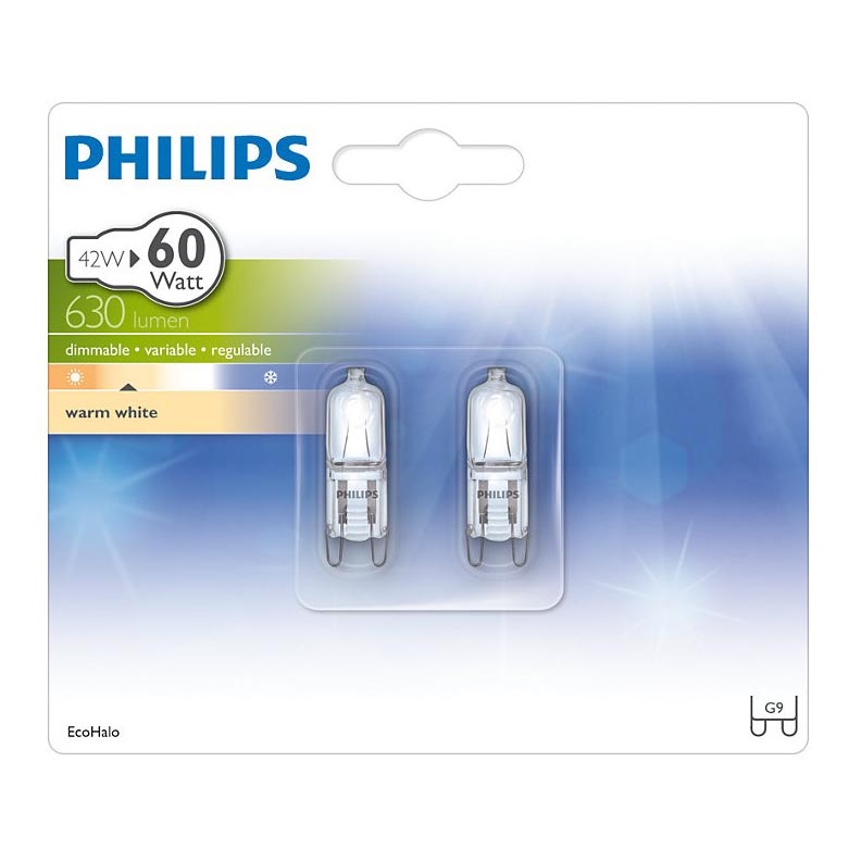 LOT 2x Ampoules Halogène Philips G9/42W/230V