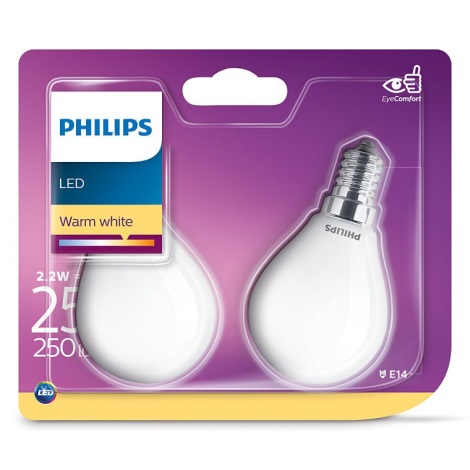 LOT 2x Ampoules LED Philips E14/2,2W/230V 2700K