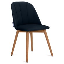 LOT 2x Chaise de repas BAKERI 86x48 cm bleu foncé/hêtre