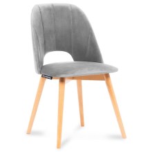 LOT 2x Chaise de repas TINO 86x48 cm gris/hêtre