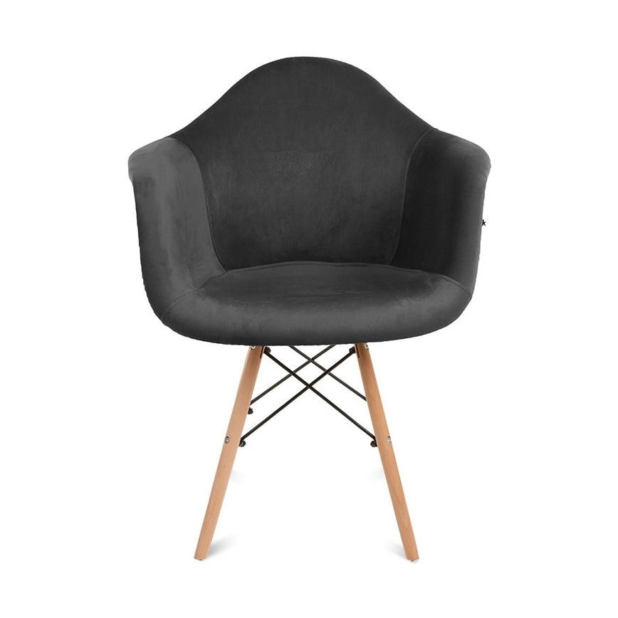 LOT 2x Chaise de salle à manger NEREA 80x60,5 cm gris/hêtre