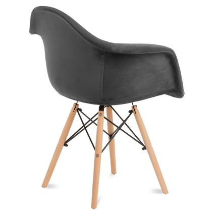 LOT 2x Chaise de salle à manger NEREA 80x60,5 cm gris/hêtre