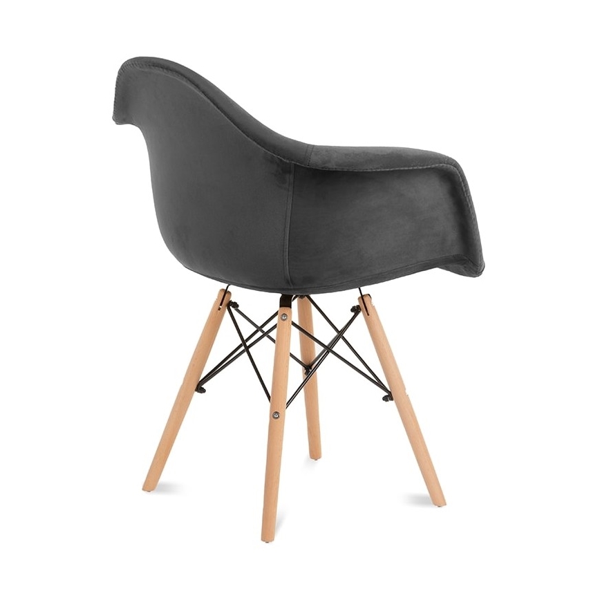 LOT 2x Chaise de salle à manger NEREA 80x60,5 cm gris/hêtre