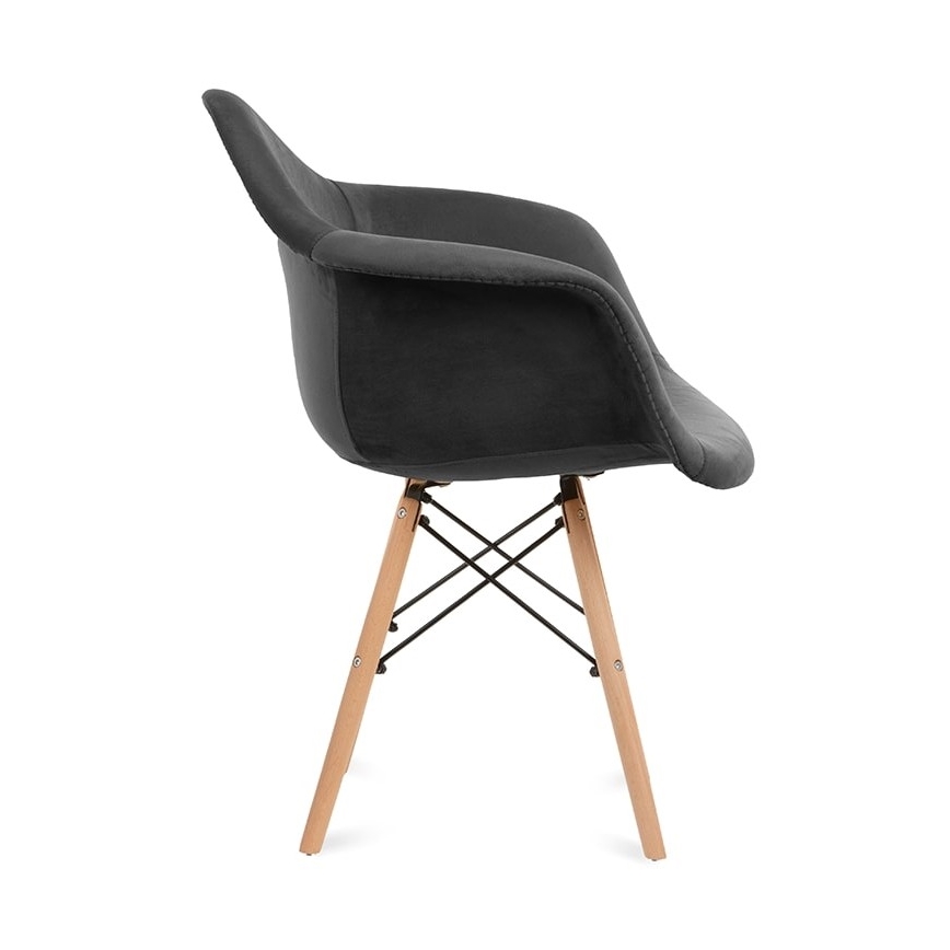 LOT 2x Chaise de salle à manger NEREA 80x60,5 cm gris/hêtre