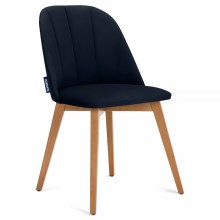 LOT 2x Chaise de salle à manger RIFO 86x48 cm bleu foncé/hêtre
