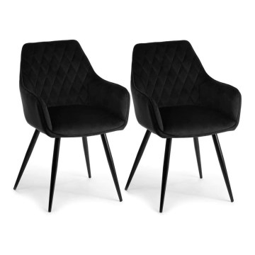 LOT 2x Chaise de salle à manger SAMETTI noires