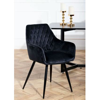 LOT 2x Chaise de salle à manger SAMETTI noires