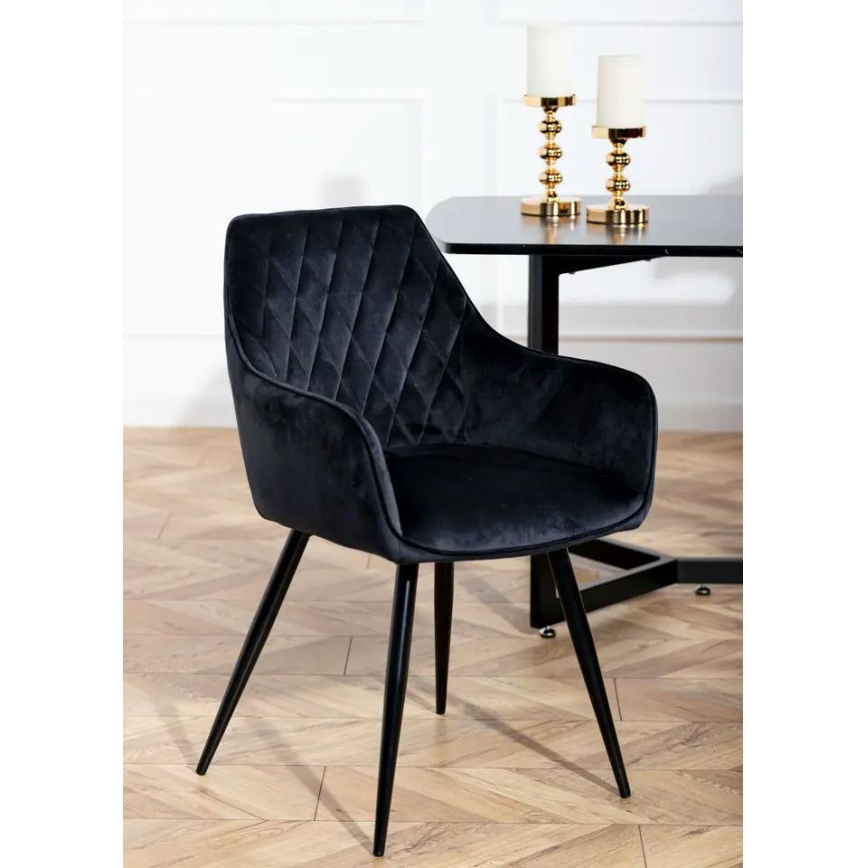 LOT 2x Chaise de salle à manger SAMETTI noires