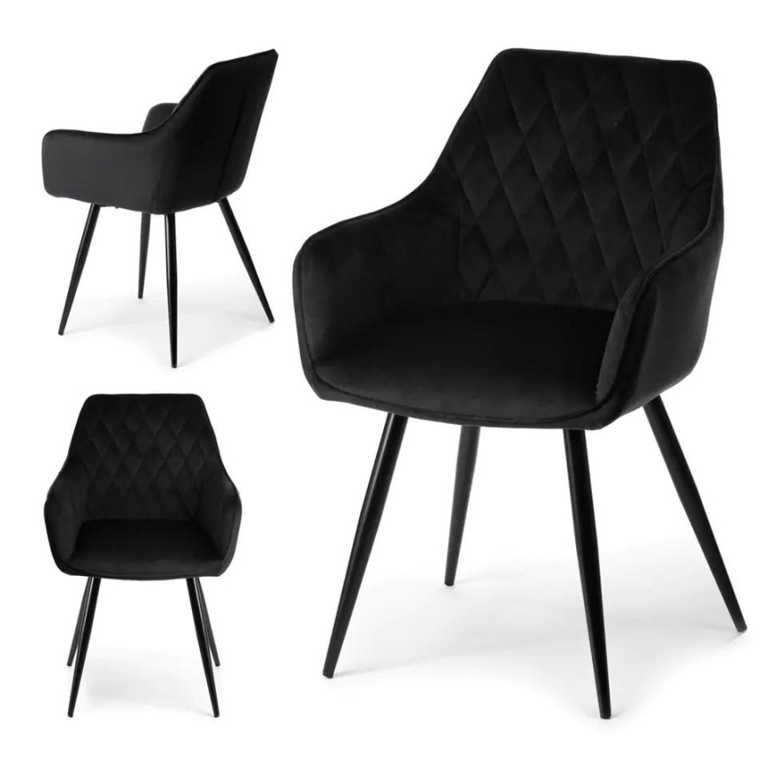 LOT 2x Chaise de salle à manger SAMETTI noires
