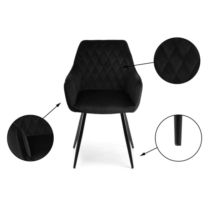 LOT 2x Chaise de salle à manger SAMETTI noires