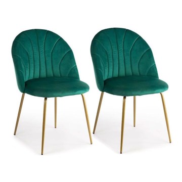 LOT 2x Chaises de salle à manger BELLA vertes