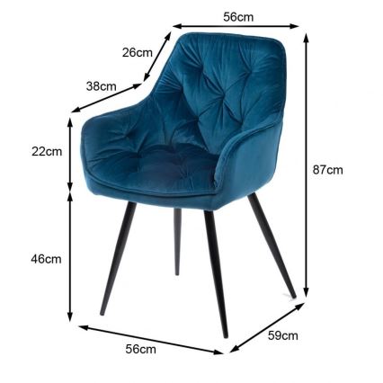 LOT 2x Chaises de salle à manger HANA bleu