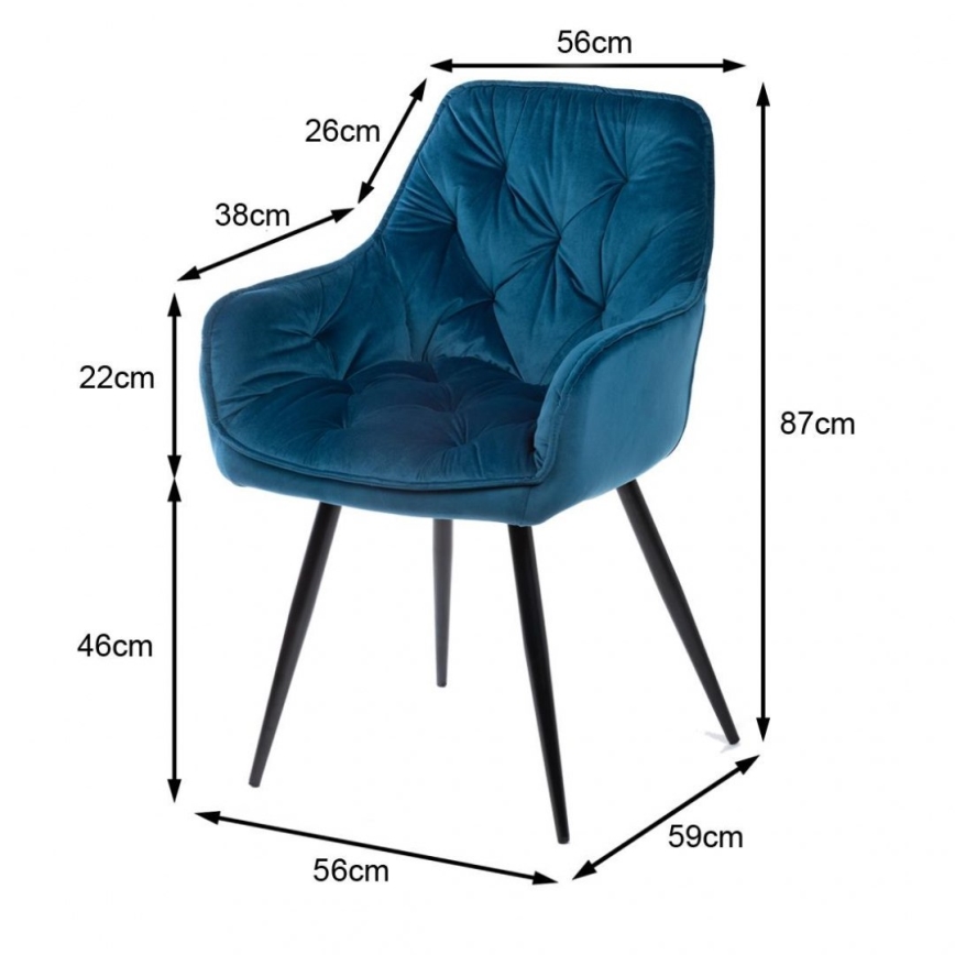 LOT 2x Chaises de salle à manger HANA bleu