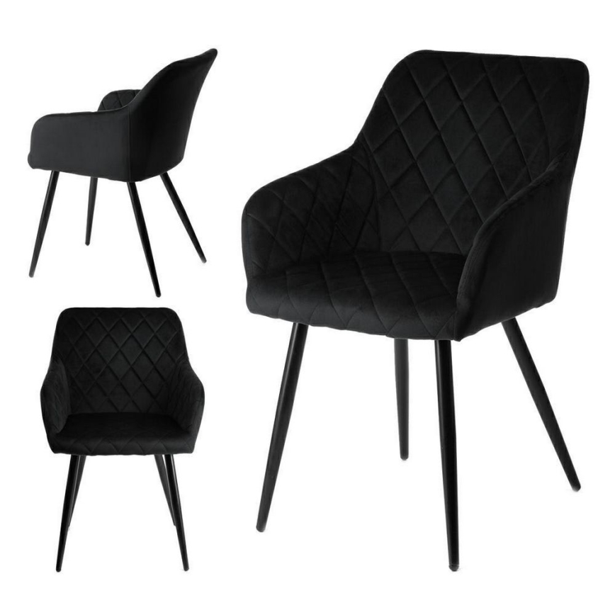 LOT 2x Chaises de salle à manger RICO noires