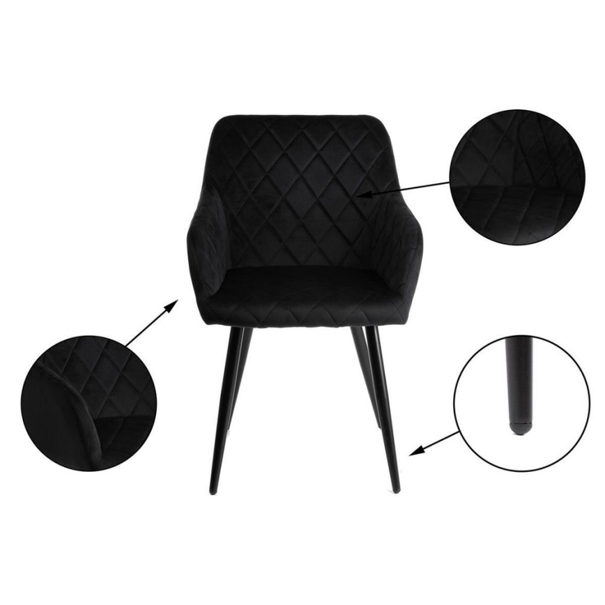 LOT 2x Chaises de salle à manger RICO noires