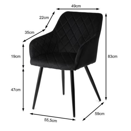 LOT 2x Chaises de salle à manger RICO noires