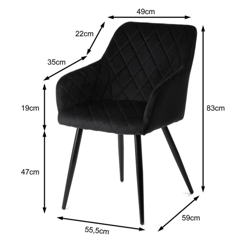 LOT 2x Chaises de salle à manger RICO noires