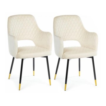 LOT 2x Chaises de salle à manger SENKO crème