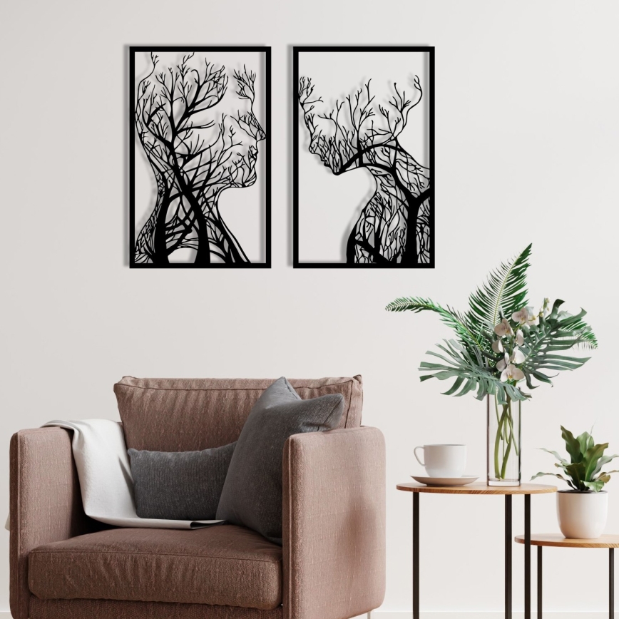 LOT 2x Décoration murale 86x63 cm Arbre de la vie métal