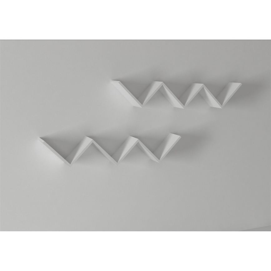 LOT 2x Etagère murale ZIG ZAG 25x129 cm blanche