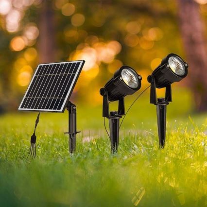 LOT 2x Lampe solaire extérieure 2xLED/1,2W/3,7V IP65 3000K