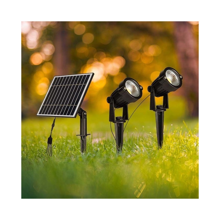 LOT 2x Lampe solaire extérieure 2xLED/1,2W/3,7V IP65 3000K