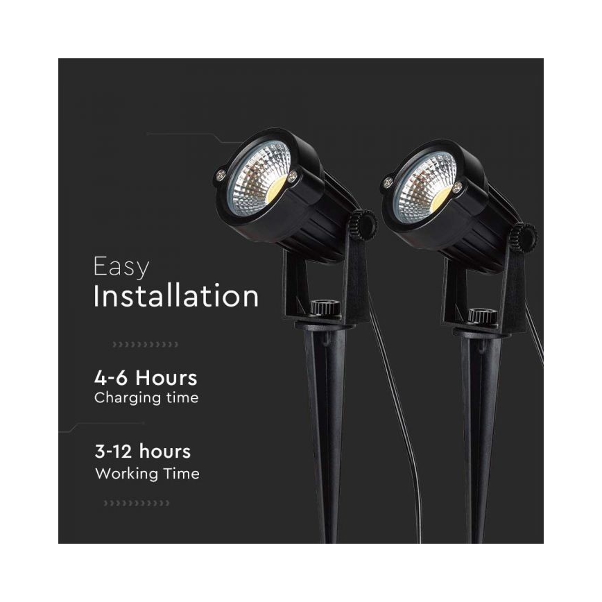 LOT 2x Lampe solaire extérieure 2xLED/1,2W/3,7V IP65 3000K