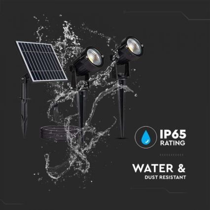 LOT 2x Lampe solaire extérieure 2xLED/1,2W/3,7V IP65 3000K