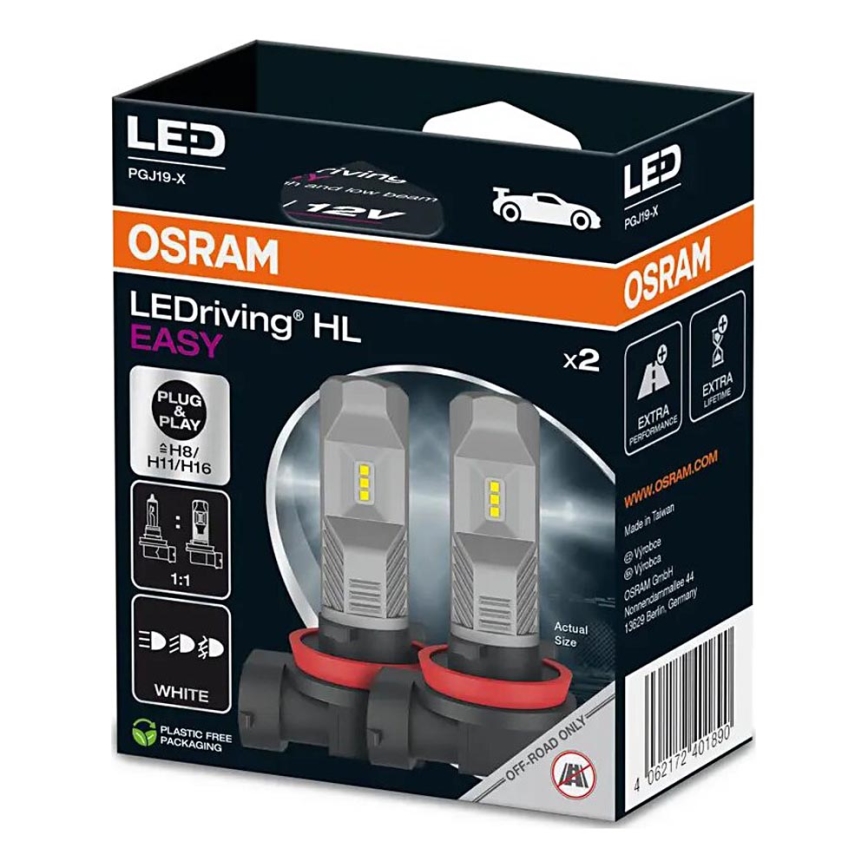 LOT 2x LED Ampoule pour voiture H8/H11/H16 PGJ19-X/8,2W/12V 6000K - Osram