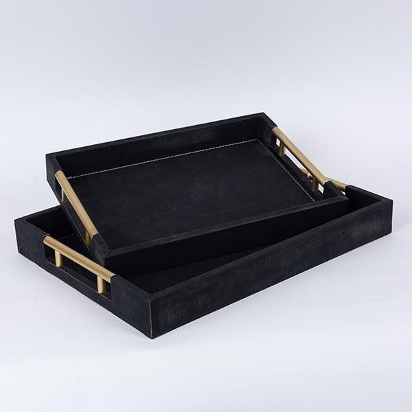 LOT 2x Plateau décoratif 40x30/34x24 cm noir