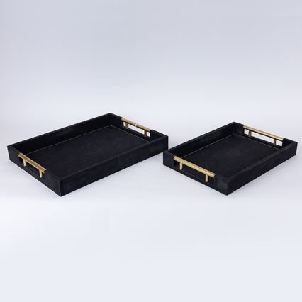 LOT 2x Plateau décoratif 40x30/34x24 cm noir